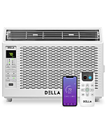 DELLA 6,000 BTU 115V/60Hz Energy Saving Window Air Conditioner, Whisper Quiet AC Unit with Smart Controls, Remote, Dehumidifier, Fan, Cools Up to 250 Square Feet