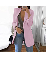 Cnkwei Womens Casual Blazers Open Front Long Sleeve Lapel Collar Work Office Jacket Light Purple