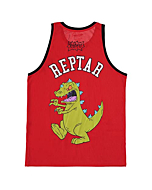 Nickelodeon Mens 90's Classic Tank - Rugrats Jersey - Reptar, Tommy, Chuckie & Phil Tanktop (Red Black, Large)