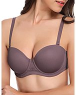 Wingslove Women's Strapless Full Figure Bra Underwire Multiway Contour Plus Size Bra Red Carpet (Purple,34DDD)