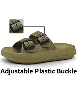 Weweya Women Men House Indoor & Outdoor Slipper Quick Drying Bathroom Squishy Cloud Foam Pillow Slipper 2 Buckle Adjustable Clog Sandal Comfort Flatform Slides Green Men Size 8.5 9 9.5 Women Size 9.5 10 10.5