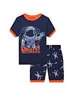 ABeCue Little Boys 100% Cotton Short Sleeve Kids Clothing Sets Toddler for Summer 4pieces (Astronaut, Size2)