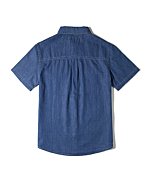 Tronjori Boys Short Sleeve Button Down Casual Woven Shirt Two Pockets(12,Denim Blue)