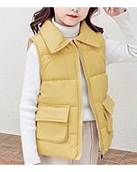 VtuAOL Girl's and Boy's Puffer Vest Jacket Fleece Lined Warm Lightweight Outerwear Coat Yellow 10-11 Years