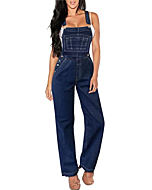 Womens Stretch Denim Overalls PVJ156998X DARKWASH 2X