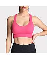 Aoxjox Women's Workout Ribbed Seamless Sports Bras Fitness Running Yoga Crop Tank Top (Dark Pink, Small)