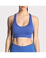 Aoxjox Women's Workout Ribbed Seamless Sports Bras Fitness Running Yoga Crop Tank Top (Dazzling Blue, Small)