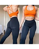 Aoxjox Women's Workout Ribbed Seamless Sports Bras Fitness Running Yoga Crop Tank Top (Orange, Small)