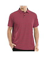 Men's Dry Fit Golf Polo Shirt (Medium, Stripe - Red)