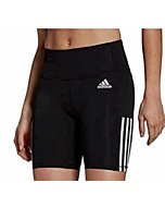 adidas Womens 3 Stripe High Waist Bike Shorts (Black/White, X-Small)