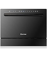 COSTWAY Countertop Dishwasher, 6 Place Setting Built-in Dishwasher with 72 H Preserve, Air Dry Function, LED Touch Control and 5 Washing Programs,for Apartments, Dorms, and RVs (with doorknob)