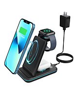 AOGUERBE Wireless Charger 3 in 1, Foldable Charging Station Compatible with iPhone 13/13 Pro/12/12 Pro/11/SE/X/8/Airpods2/Pro, 15W Fast Compatible with Samsung Phone/Galaxy Buds, All Qi-Enable Phones