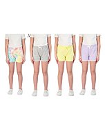 Star Ride Sweet Butterfly 4PK Girls Athletic Shorts, Dolphin Yoga Shorts, Girls Workout Clothes (Lavender-Yellow-Grey-Tie Dye, 6X)