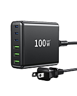 Fast Charger, Sacrack 100W GaN Compact 6 Port Charging Station, Portable Wall Charger Adapter 3 USB C and 3 QC USB A for All iPad iPhone 14 13 12 11 Pro Max Pixel Note Galaxy