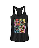 Disney womens Lilo & Stitch Grunge Stitch Slim Fit, Scoop Hem Racerback Tank T Shirt, Black, X-Small US