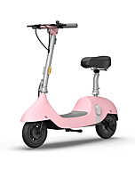 OKAI Beetle Electric Scooter with Foldable Seat, 25 Miles Range & 15.5MPH, 10" Vacuum Tires, Modern Moped E Scooter Bike for Adults (Pink)