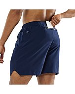 MIER Men's Training Shorts 5 Inch Stretchy Active Shorts, Elastic Waist, Navy, M