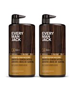 Every Man Jack Amber + Sandalwood Mens Body Wash for All Skin Types - Cleanse, Hydrate, and Smell Great - Free of Parabens, Phtalates, and Dyes - 33.8 fl oz (2 Pack)