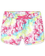 The Children's Place girls The Children's Place Twill Pull on Shorts, Tie Dye, 6 7 US