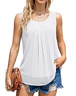 WANGZHI Women's Sleeveless Chiffon Tank Top Double Layers Casual Blouse Tunic (White,Small)