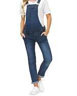 Maternity Overalls with Pockets Comfy Pants for Pregnant Women Dark Blue L