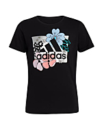 adidas Girls' Plus Size Short Rolled Sleeve Tee, Black, XX-Small