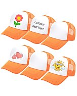 6 Pack Kids Mesh Trucker Hat DIY Sublimation Blank Baseball Hat Cap Adjustable Sports Outdoor Snapback Sun Hat Trucker Cap (6Pack-Orange White)