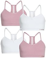 bebe Girls Seamless Racerback Sports Bra with Removable Pads (4 Pack), Size Large, White Out/Light Mauve