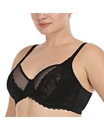 HSIA Women Lace Underwire Bra Minimizer Unlined Bra Everyday Bra Black