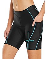 BALEAF Women's 6.5'' Bike Shorts 4D Padded Bicycle Cycling Biking Shorts Padding Gel Pockets UPF50+ Black Blue XL