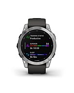 Garmin fenix 7, adventure smartwatch, rugged outdoor watch with GPS, touchscreen, health and wellness features, silver with graphite band