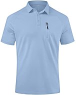 KUYIGO Mens Activewear Polos Cool Sweat Wicking Short Sleeve Outdoor Recreation Sports Golf Tennis T-Shirt Sky Blue