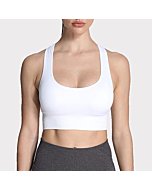 Aoxjox Women's Sports Bras Workout Revolt Racer Seamless Athletic Running Yoga Crop Tops (White, Small)