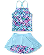 Big Girls Two Piece Swimsuit Mermaid Tankini Halter Bathing Suit Hawaii Swimwear Adjustable Strap Quick Dry 9 10 Years