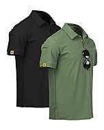 Mens Polo Shirt Sport Casual Sweat-Wicking Short Sleeve Golf Tennis T-Shirt Suit-Blackgreen M