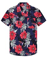 SECOOD Mens Floral Hawaiian Button Down Shirts Short Sleeve Casual Beach Shirts