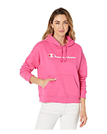 Champion Crewneck, Powerblend Relaxed Crew Hoodie, Best Pullover Hooded Sweatshirts for Women, Script, Wow Pink-Y08113, X-Small