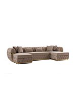 Modern U-Shape Sectional Sofa for Living Room w/Double Chaise Button Tufted Silver Trimmed Base Fully Assembled Pillows Included Deep & Medium Firm Seats