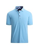 Esabel.C Men's Regular Fit Short Sleeve Fashion Designed Solid Polo Shirt,Blue,L