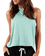 LASLULU Womens Sleeveless Workout Shirts Sexy Crop Tops Flowy Athletic Running Shirts Gym Muscle Tank Casual Tops(Lake Blue Small)