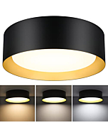 BrightHome Flush Mount Ceiling Light Black, 250W Equivalent LED Ceiling Light Fixture, CCT Adjustable 3000K 4000K 5000K, 13in Modern Dimmable Ceiling Lamp with Gold Accents for Bathroom Hallway