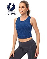 ICTIVE Workout Cropped Crop Tank Tops for Women Twist Tie Back Sleeveless Athletic Muscle Shirt Cute Crop Cami Top Dance Yoga Exercise Running Sports Clothes DarkBlue L