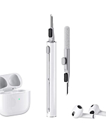 Cleaner Kit for Airpods Pro 1 2 3 Multi-Function Cleaning Pen with Soft Brush Flocking Sponge for Bluetooth Earphones Case Cleaning Tools White