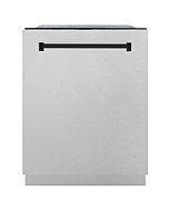 ZLINE Autograph Edition 24" 3rd Rack Top Control Tall Tub Dishwasher in DuraSnow® Stainless Steel with Matte Black Handle, 51dBa (DWMTZ-SN-24-MB)