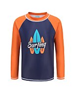 Lollisy Boys Rash Guard One Piece Swimsuits Long Sleeve Swim Shirt for Kids Navy Surfing Size 6/6x