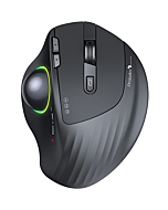 ProtoArc Wireless Bluetooth Trackball Mouse, EM01 2.4G RGB Ergonomic Rechargeable Rollerball Mice with 3 Adjustable DPI, 3 Device Connection&Thumb Control, Compatible for PC, iPad, Mac, Windows-Black