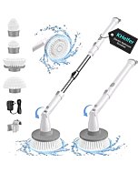 kHelfer Electric Spin Scrubber, KH8W 2023 New Cordless Shower Scrubber with 4 Replacement Head, 1.5H Bathroom Scrubber Dual Speed, Shower Cleaning Brush with Extension Arm for Bathtub Grout Tile Floor