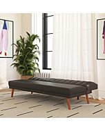 Novogratz Brittany Sofa Futon - Premium Upholstery and Wooden Legs - Navy Blue