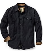 CQR Men's All Cotton Flannel Shirt, Long Sleeve Casual Button Up Plaid Shirt, Brushed Soft Outdoor Shirts, Solid Black, Large