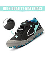 Mishansha Kids Hiking Shoes Girls Trail Running Shoes Boys Sport Breathable Lightweight Non-Slip Sneakers Outdoor Walking Black-Blue Toddler 9.5